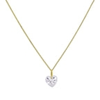 Collier pendentif cœur en or 9 carats et cristal CZ transparent, 40 à 50 cm