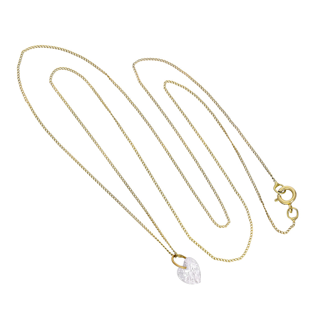Collier pendentif cœur en or 9 carats et cristal CZ transparent, 40 à 50 cm