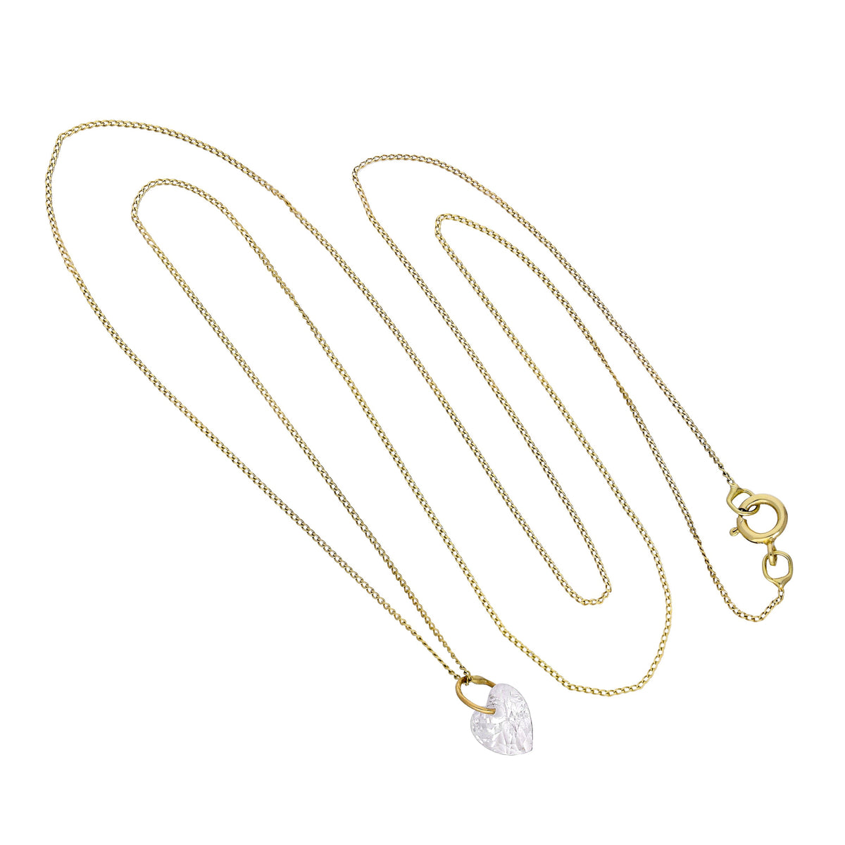 Collier pendentif cœur en or 9 carats et cristal CZ transparent, 40 à 50 cm
