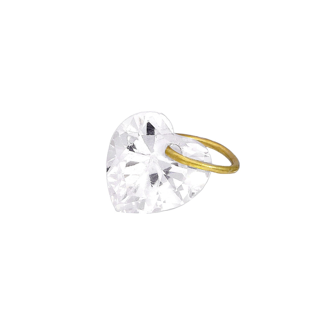Breloque cœur en or 9 carats et cristal CZ transparent