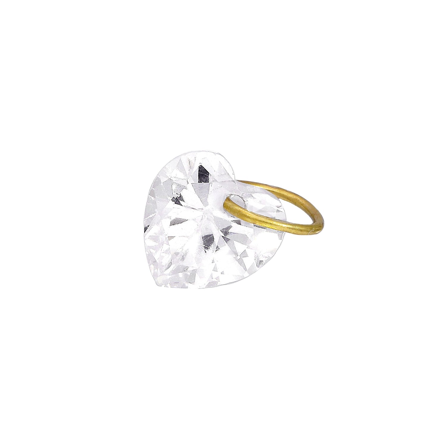 Breloque cœur en or 9 carats et cristal CZ transparent