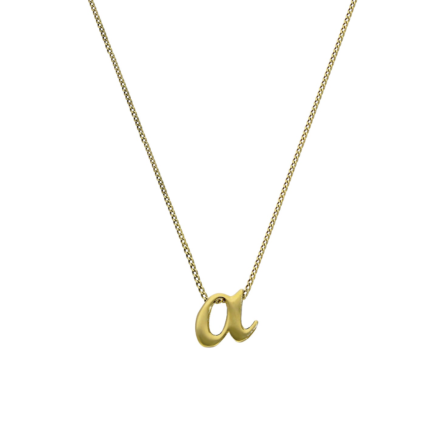 Collier pendentif minuscule en or 9 carats avec lettre A, 40 à 50 cm