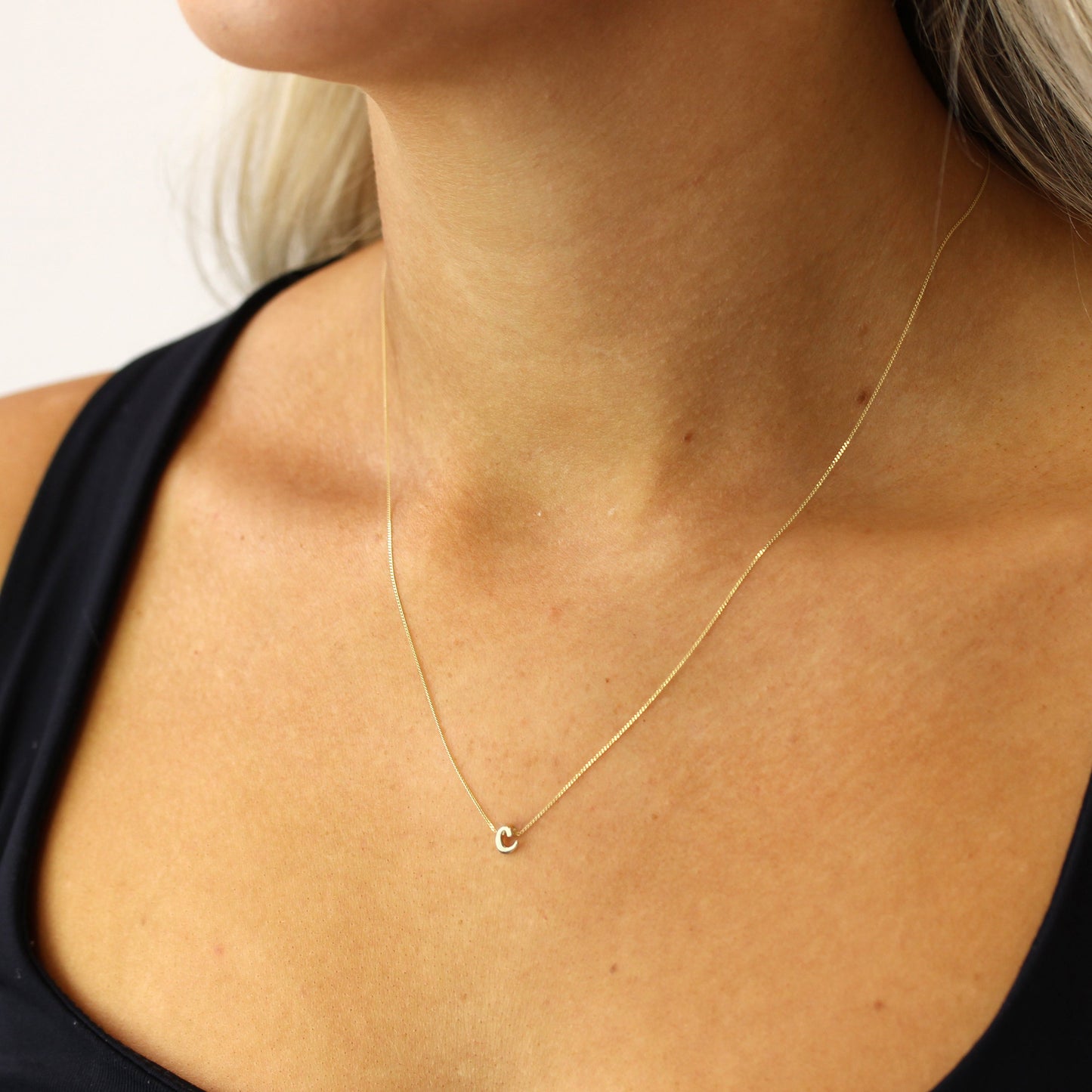Collier avec pendentif minuscule lettre C en or 9 carats, 40 à 50 cm