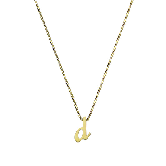 Collier avec pendentif minuscule lettre D en or 9 carats, 40 à 50 cm