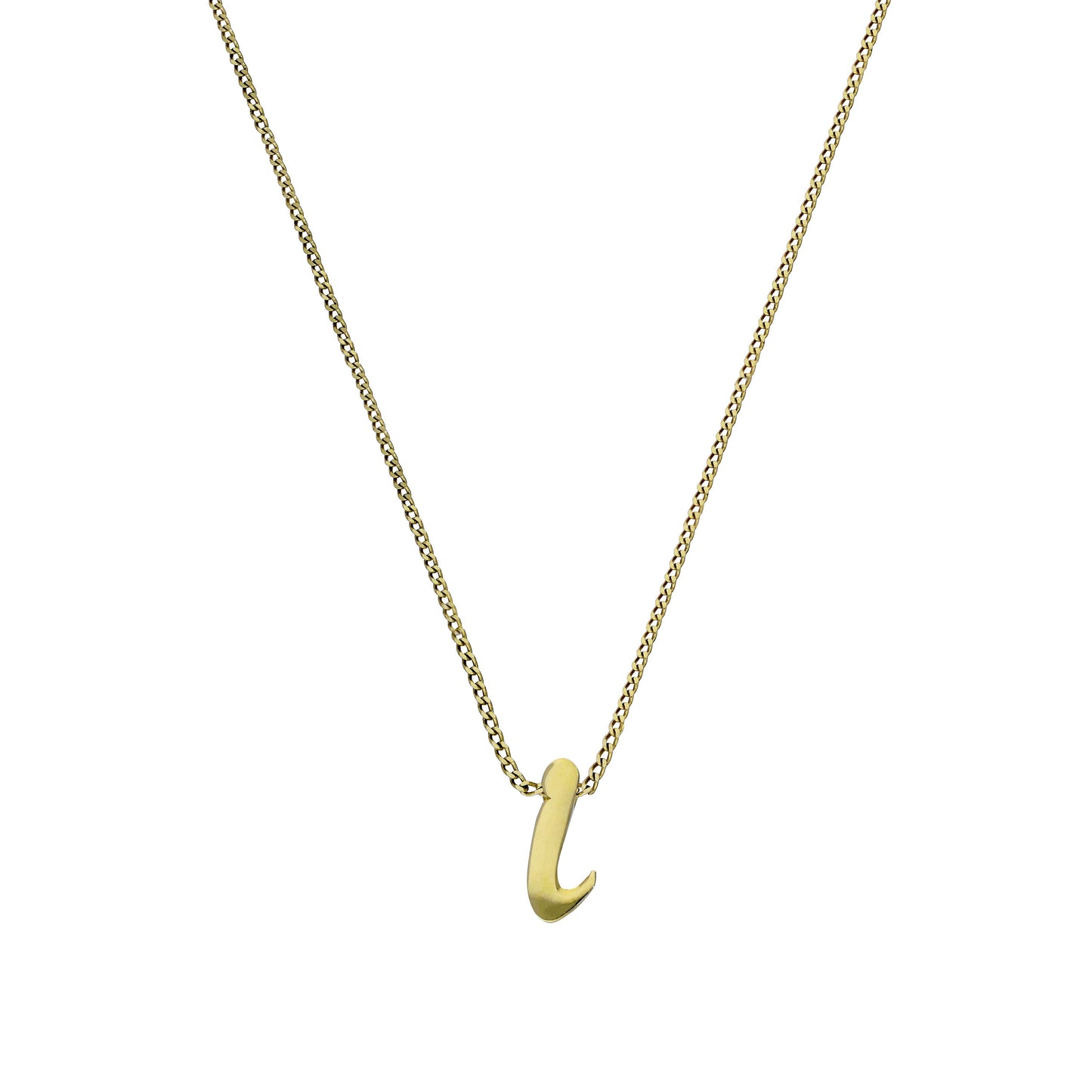 Collier pendentif minuscule en or 9 carats avec lettre I, 40 à 50 cm