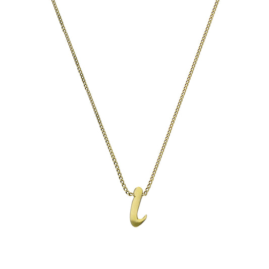 Collier pendentif minuscule en or 9 carats avec lettre I, 40 à 50 cm