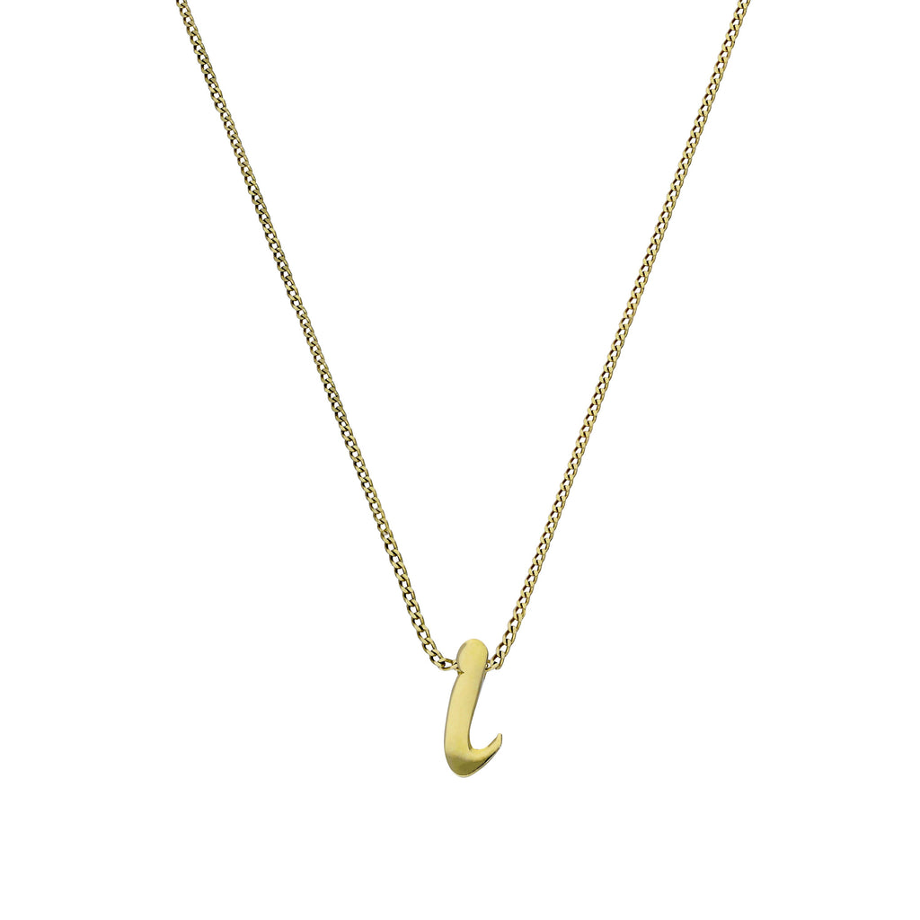 Collier pendentif minuscule en or 9 carats avec lettre I, 40 à 50 cm