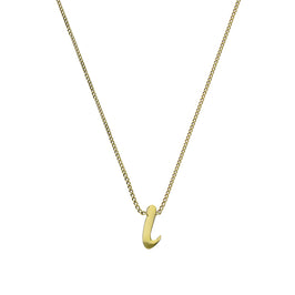 Collier pendentif minuscule en or 9 carats avec lettre I, 40 à 50 cm