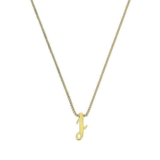 Collier avec pendentif minuscule en or 9 carats, lettre J, 40 à 50 cm