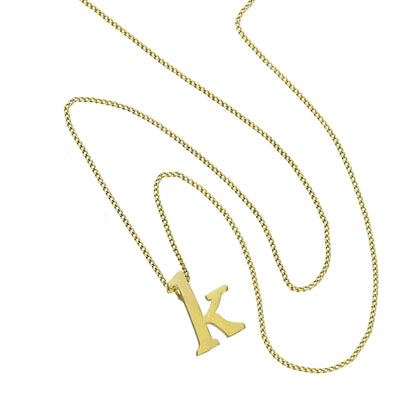 Petit collier avec pendentif lettre K en or 9 carats, 40 à 50 cm