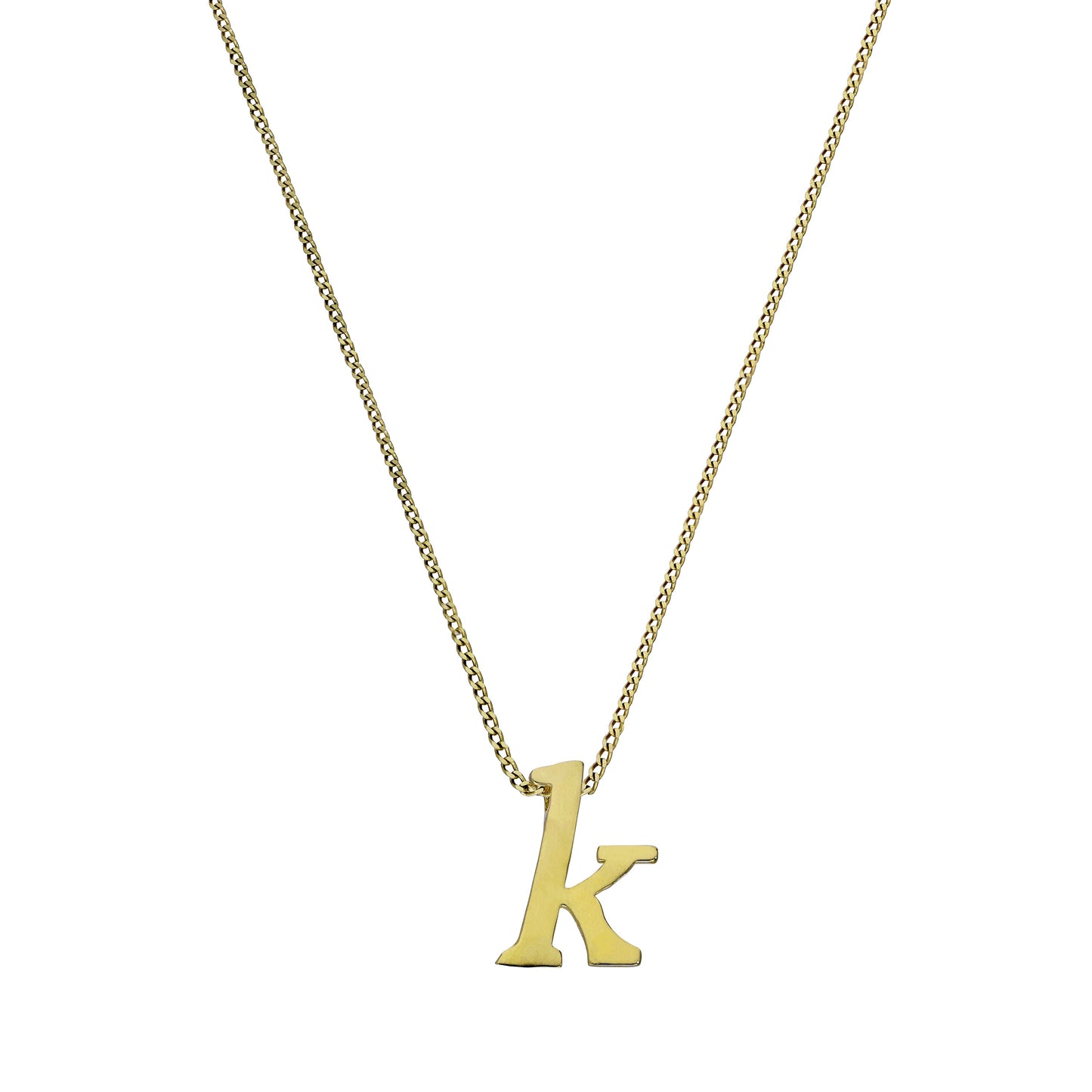 Petit collier avec pendentif lettre K en or 9 carats, 40 à 50 cm