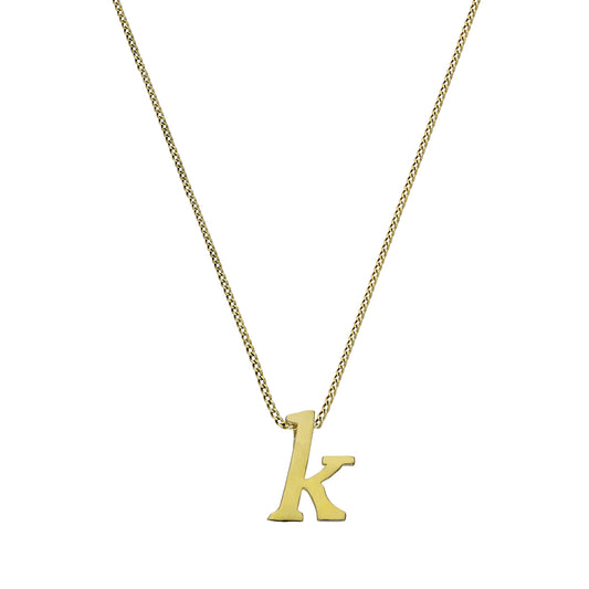 Petit collier avec pendentif lettre K en or 9 carats, 40 à 50 cm