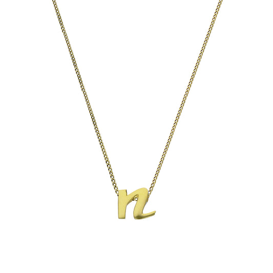 Collier pendentif minuscule lettre N en or 9 carats, 40 à 50 cm
