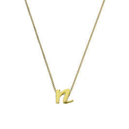 Collier pendentif minuscule lettre N en or 9 carats, 40 à 50 cm