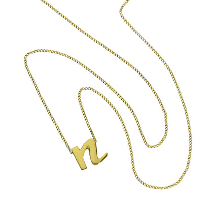 Collier pendentif minuscule lettre N en or 9 carats, 40 à 50 cm