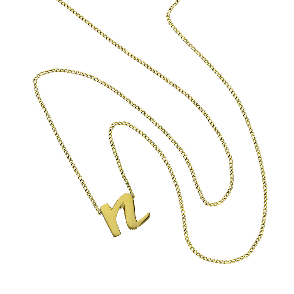 Collier pendentif minuscule lettre N en or 9 carats, 40 à 50 cm