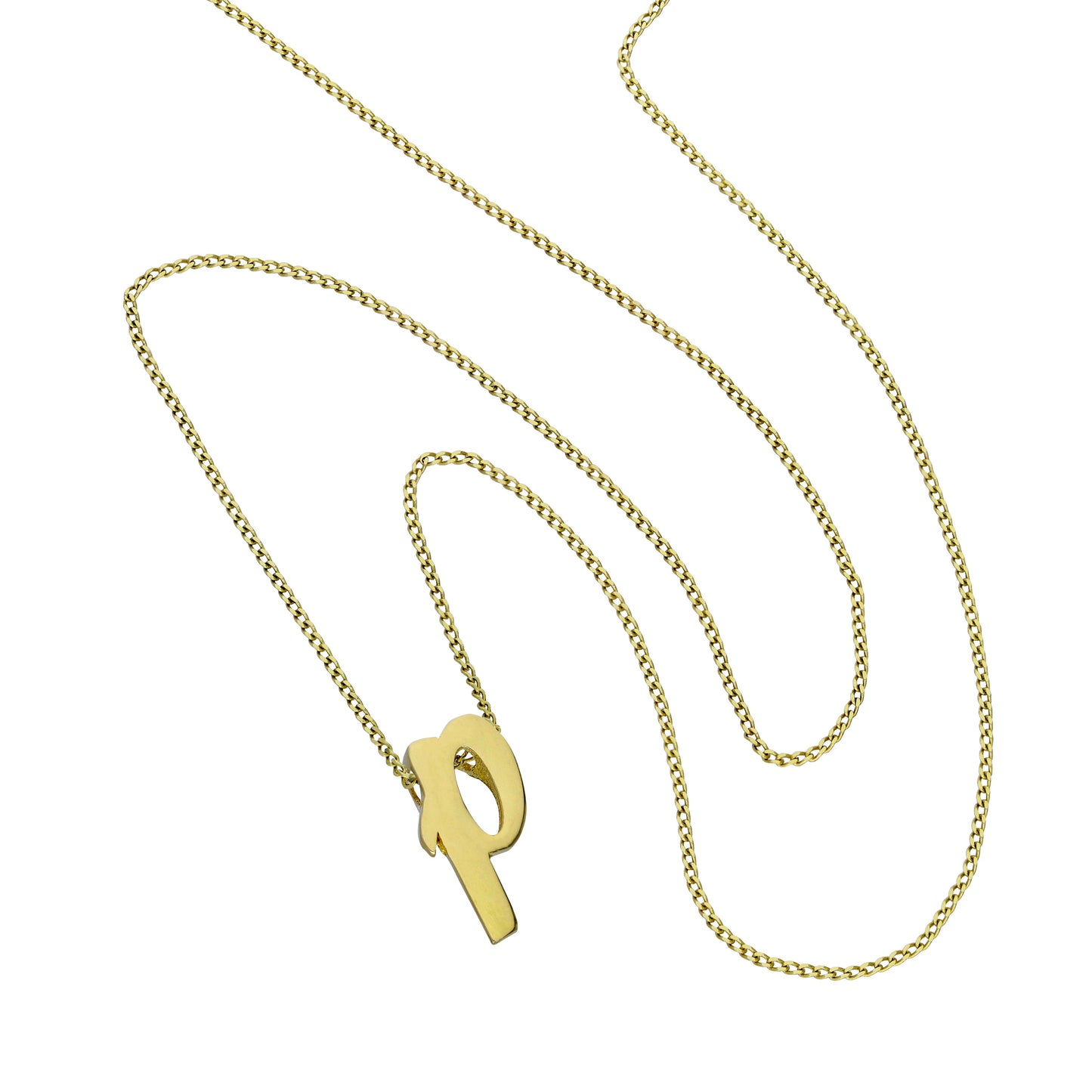 Collier pendentif minuscule lettre P en or 9 carats, 40 à 50 cm