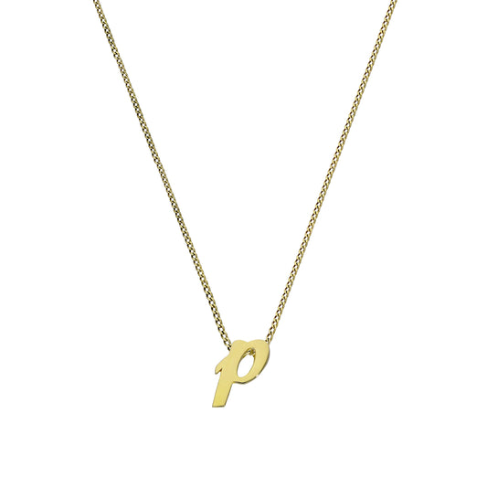 Collier pendentif minuscule lettre P en or 9 carats, 40 à 50 cm
