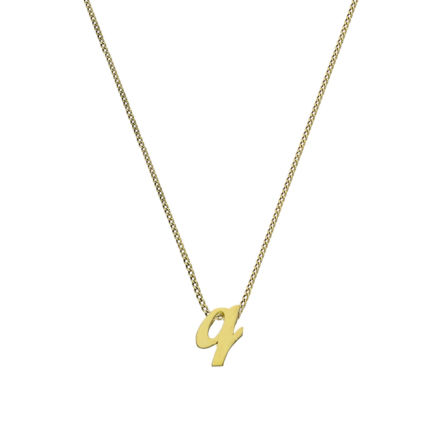 Collier avec pendentif minuscule lettre Q en or 9 carats, 40 à 50 cm