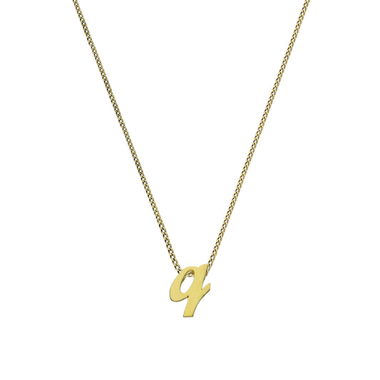 Collier avec pendentif minuscule lettre Q en or 9 carats, 40 à 50 cm