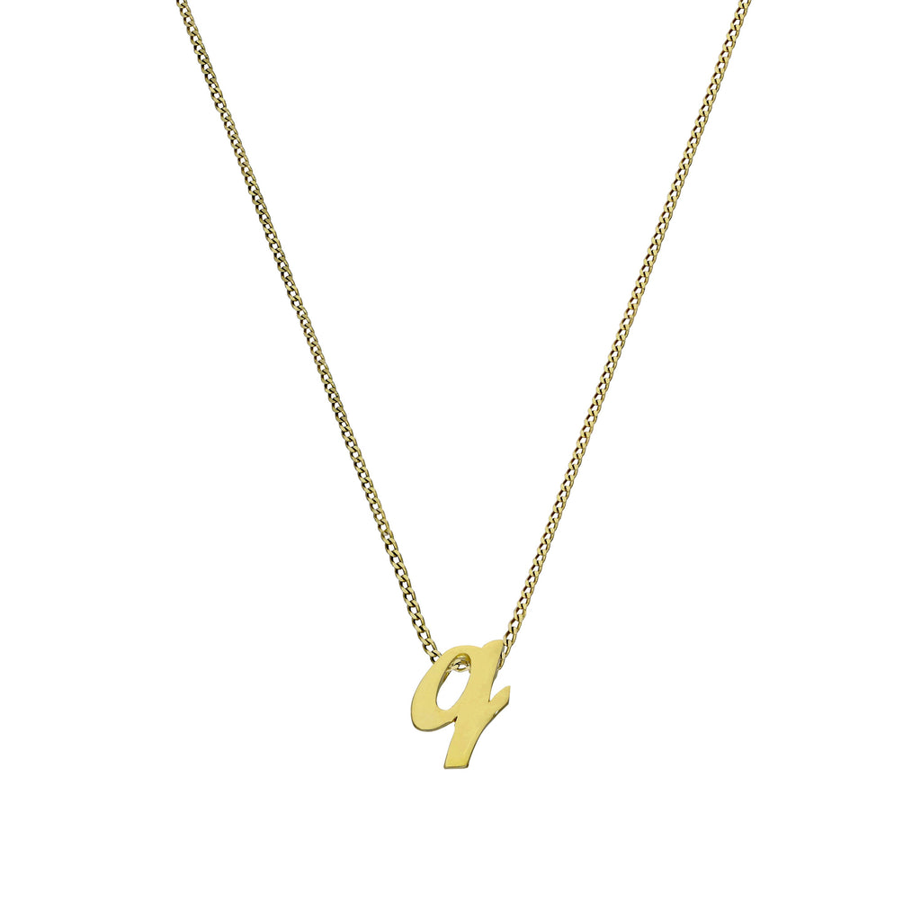Collier avec pendentif minuscule lettre Q en or 9 carats, 40 à 50 cm