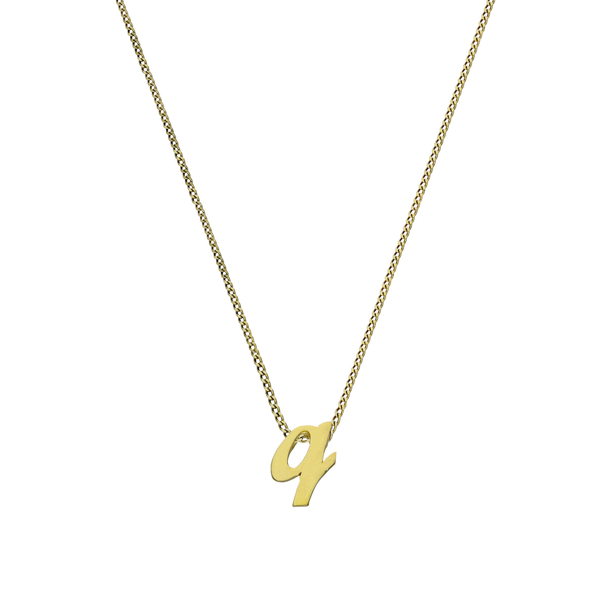 Collier avec pendentif minuscule lettre Q en or 9 carats, 40 à 50 cm