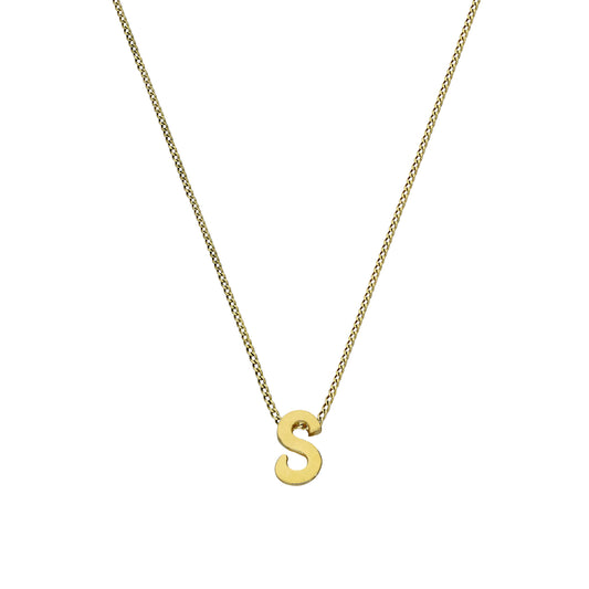 Collier avec pendentif minuscule lettre S en or 9 carats, 40 à 50 cm