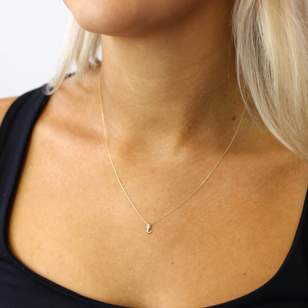 Collier avec pendentif minuscule lettre T en or 9 carats, 40 à 50 cm