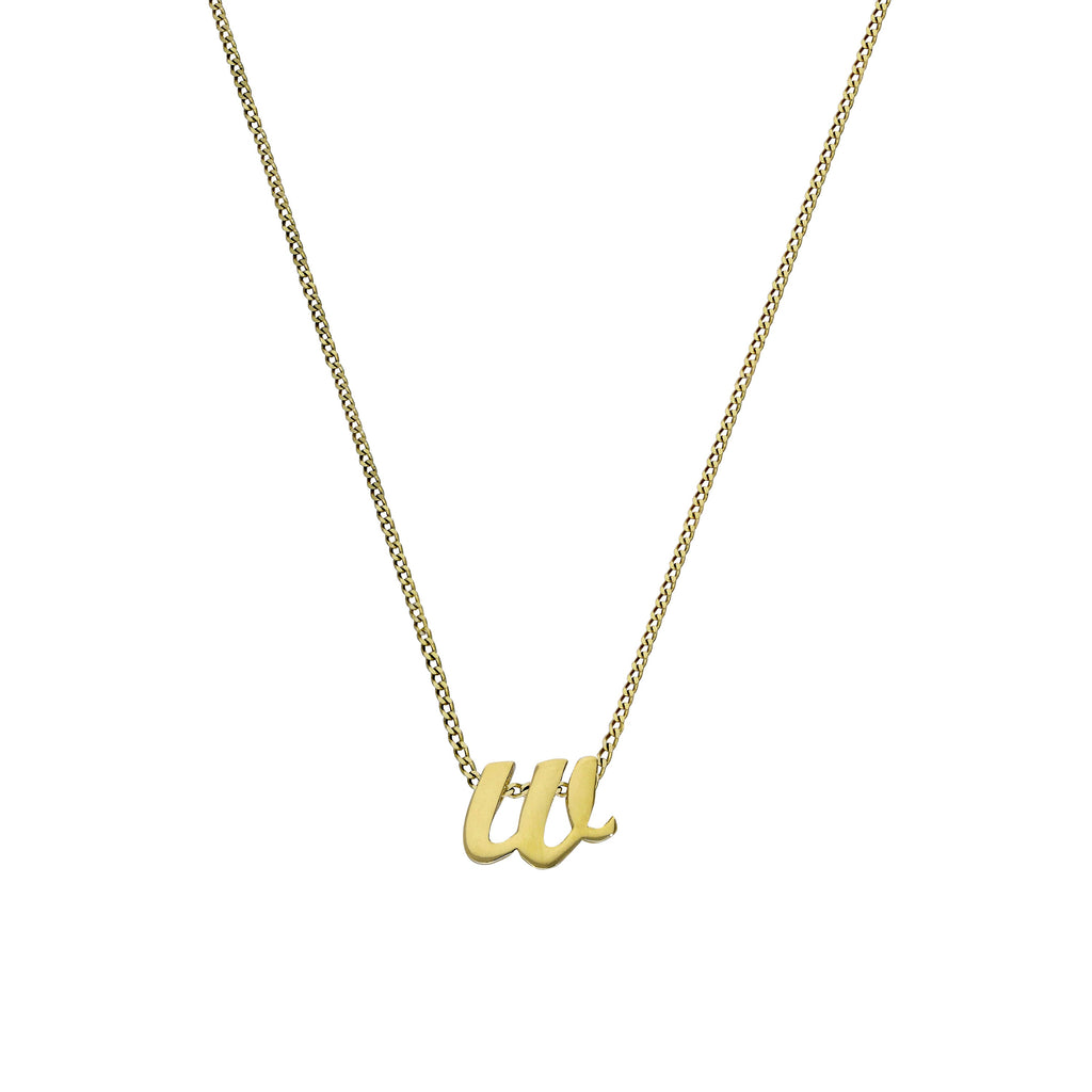 Collier avec pendentif minuscule lettre W en or 9 carats, 40 à 50 cm