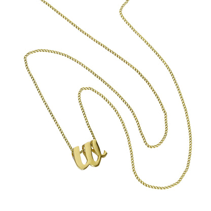 Collier avec pendentif minuscule lettre W en or 9 carats, 40 à 50 cm