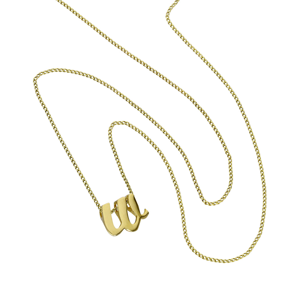 Collier avec pendentif minuscule lettre W en or 9 carats, 40 à 50 cm