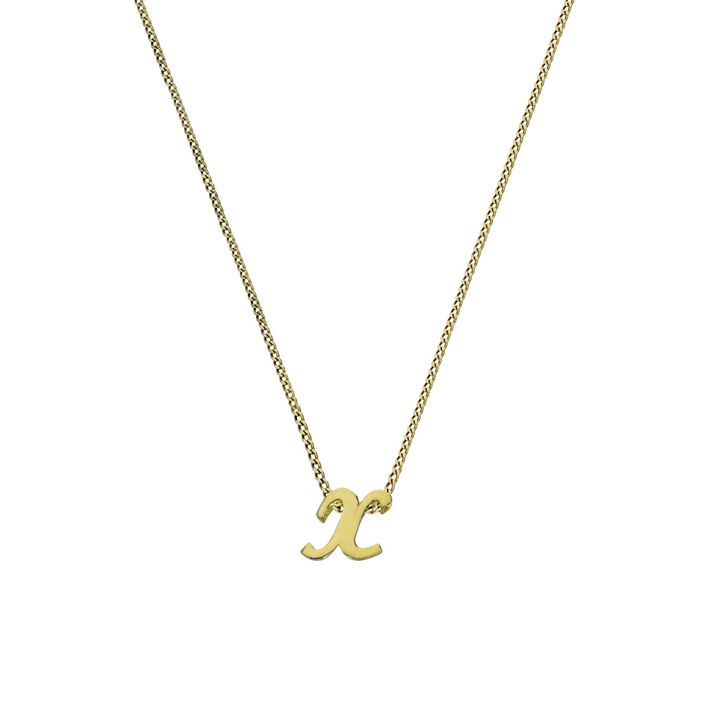 Collier pendentif minuscule lettre X en or 9 carats, 40 à 50 cm