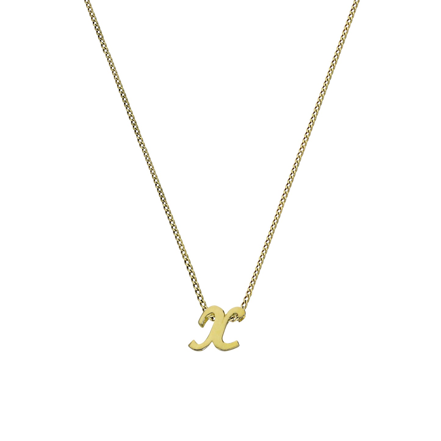 Collier pendentif minuscule lettre X en or 9 carats, 40 à 50 cm
