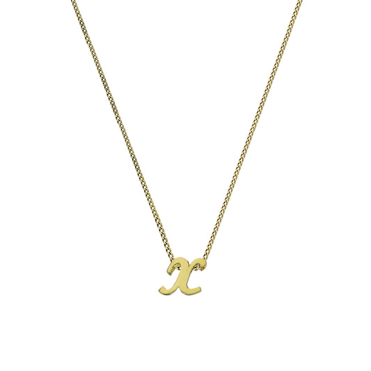 Collier pendentif minuscule lettre X en or 9 carats, 40 à 50 cm
