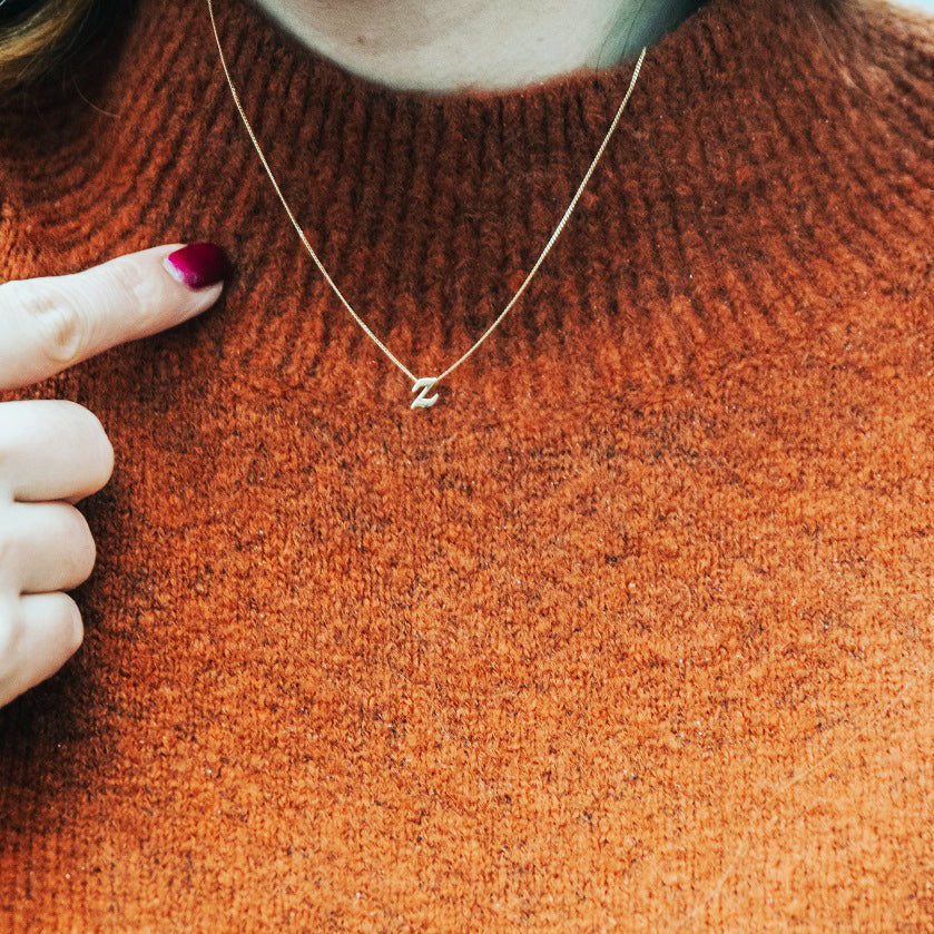 Collier pendentif minuscule lettre Z en or 9 carats, 40 à 50 cm
