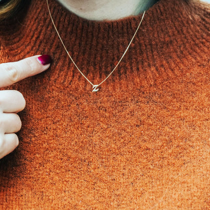 Collier pendentif minuscule lettre Z en or 9 carats, 40 à 50 cm