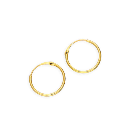 Boucles d'oreilles créoles en or 9 carats de 0,8 mm (8 mm à 20 mm)