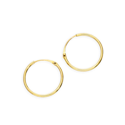 Boucles d'oreilles créoles en or 9 carats de 0,8 mm (8 mm à 20 mm)