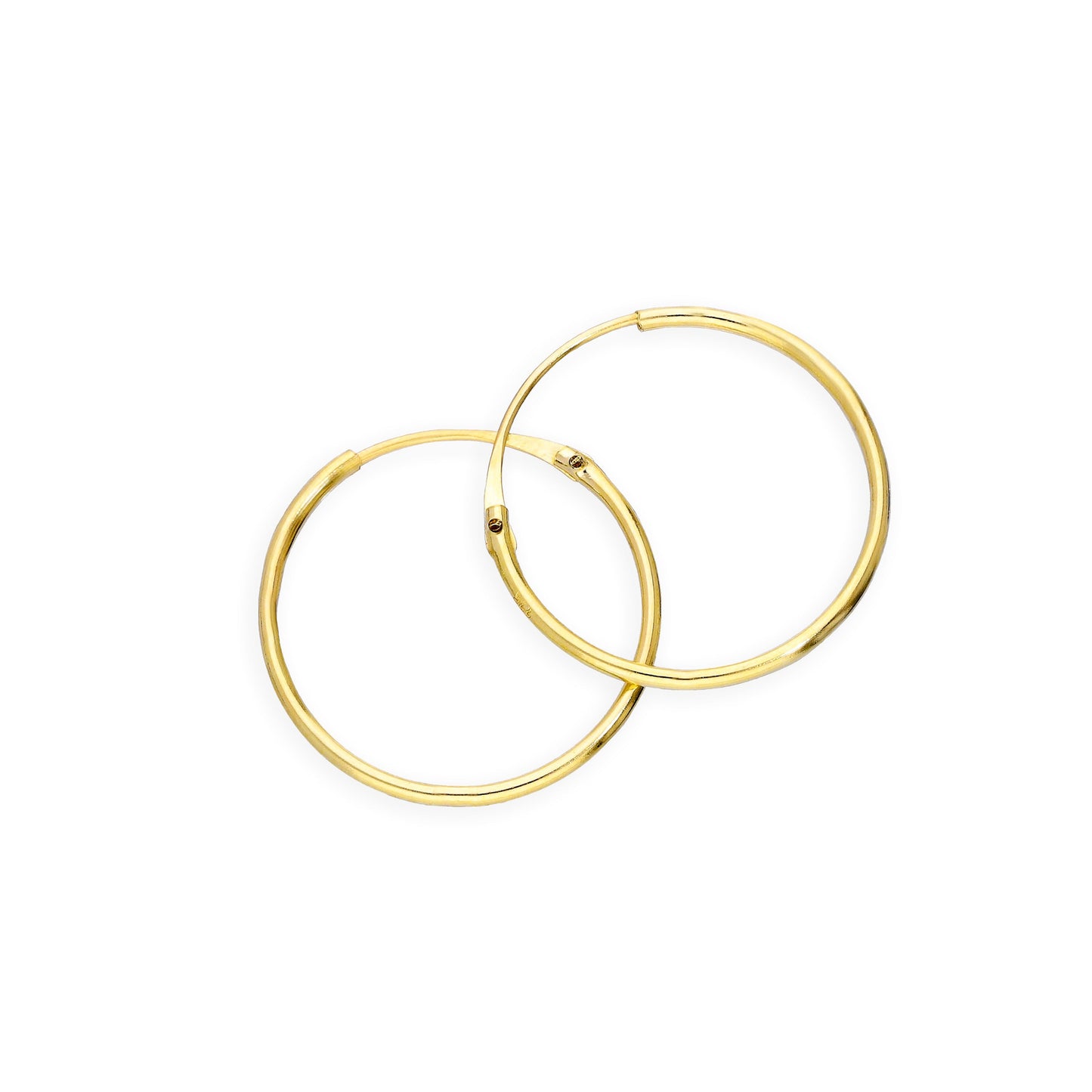 Boucles d'oreilles créoles en or 9 carats de 0,8 mm (8 mm à 20 mm)