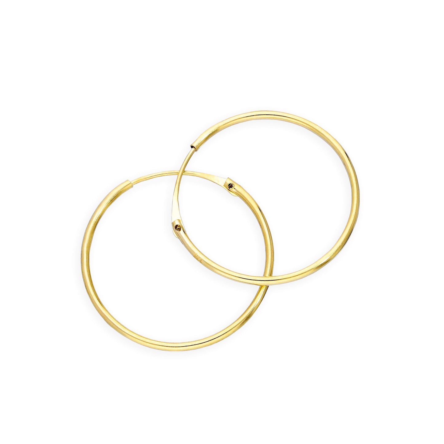 Boucles d'oreilles créoles en or 9 carats de 0,8 mm (8 mm à 20 mm)