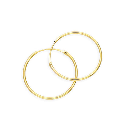 Boucles d'oreilles créoles en or 9 carats de 0,8 mm (8 mm à 20 mm)