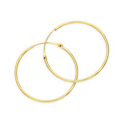 Boucles d'oreilles créoles en or 9 carats de 0,8 mm (8 mm à 20 mm)