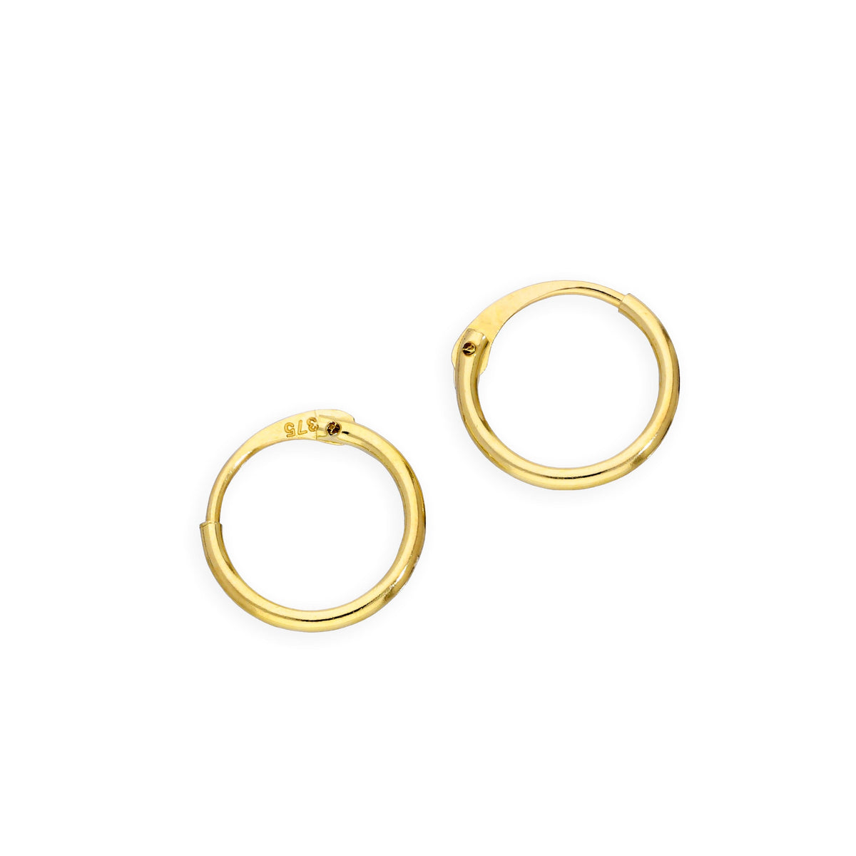 Boucles d'oreilles créoles en or 9 carats de 1 mm, 8 mm - 20 mm