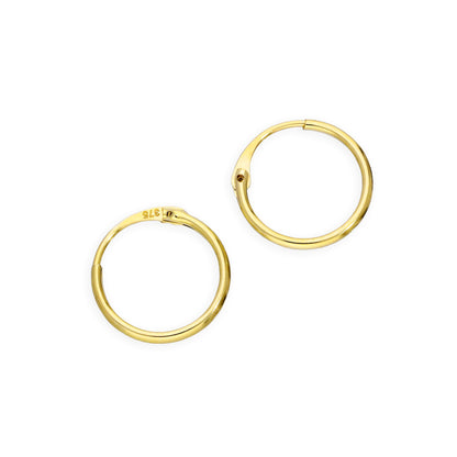 Boucles d'oreilles créoles en or 9 carats de 1 mm, 8 mm - 20 mm