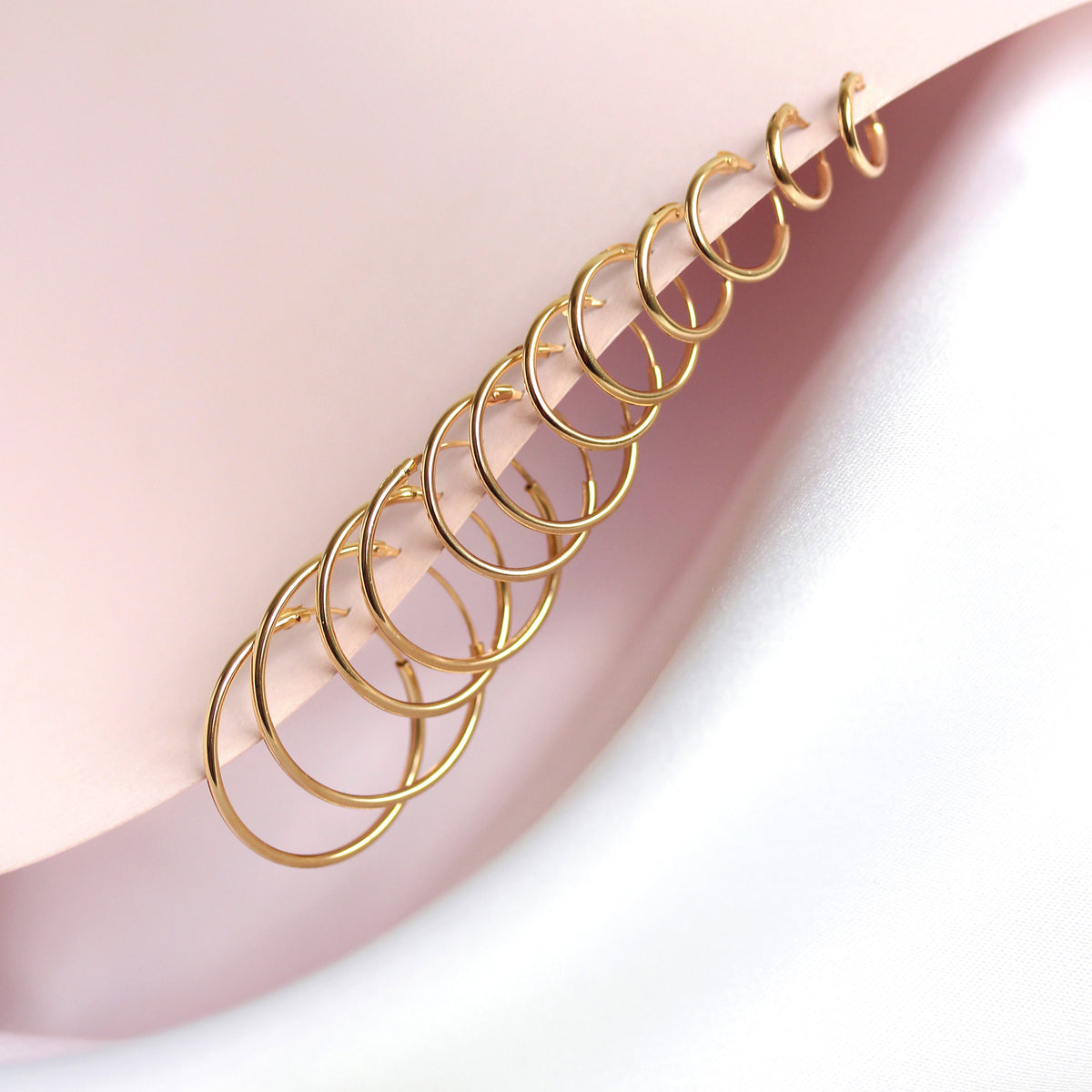 Boucles d'oreilles créoles en or 9 carats de 1,2 mm, 8 mm - 20 mm