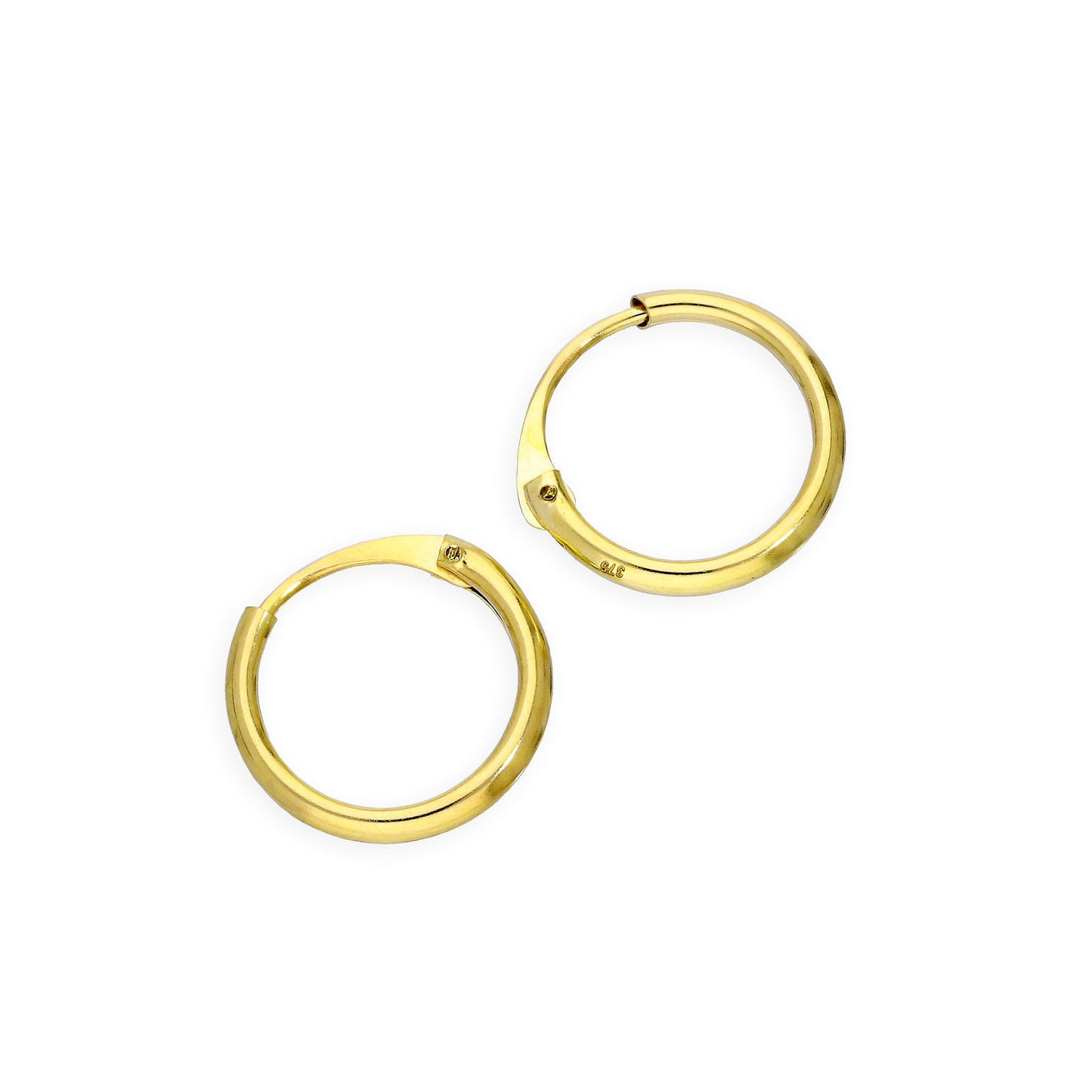 Boucles d'oreilles créoles en or 9 carats de 1,2 mm, 8 mm - 20 mm