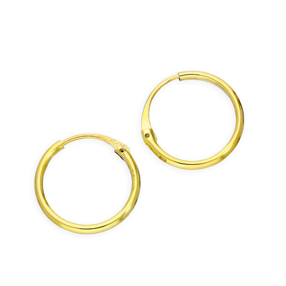 Boucles d'oreilles créoles en or 9 carats de 1,2 mm, 8 mm - 20 mm