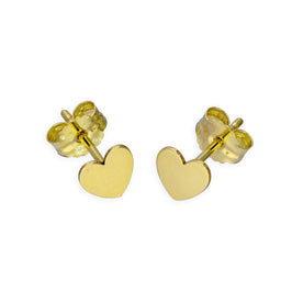 Boucles d'oreilles à tige en forme de cœur plat en or 9 carats