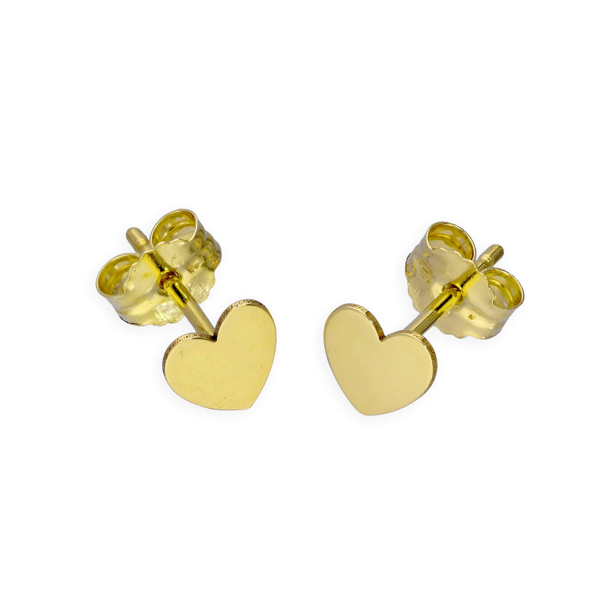 Boucles d'oreilles à tige en forme de cœur plat en or 9 carats