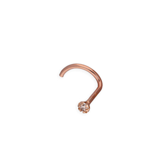 Vis de nez en or rose 9 carats et diamant 0,015 carat, calibre 22